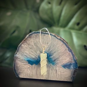 Gemstone AMAZONITE point on silver chain necklace